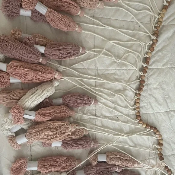 West Elm Blush and Cream Tassel Wall Hanging - Picture 5 of 6